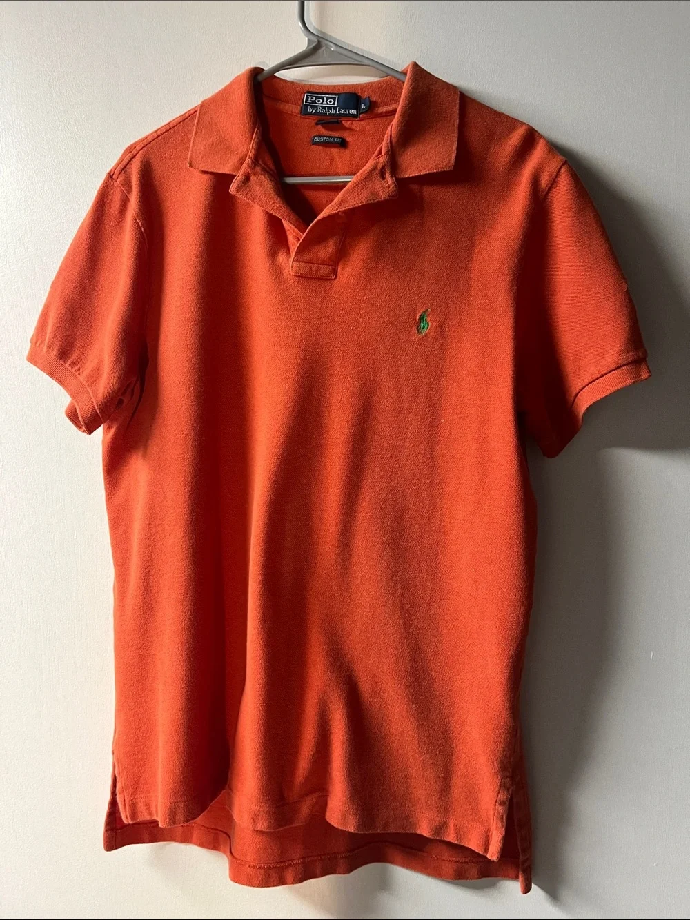 Ralph Lauren Orange Polo with Green Pony Embroidery